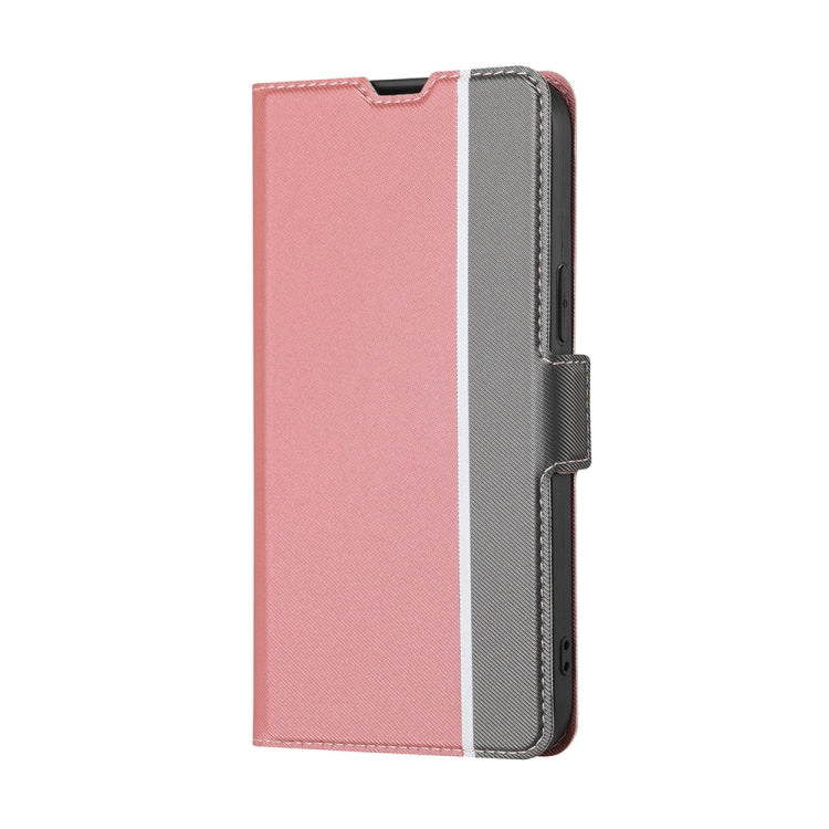 Funda de Cuero para OnePlus Ace Racing con Textura Sarga y Botón Lateral (Rosa)