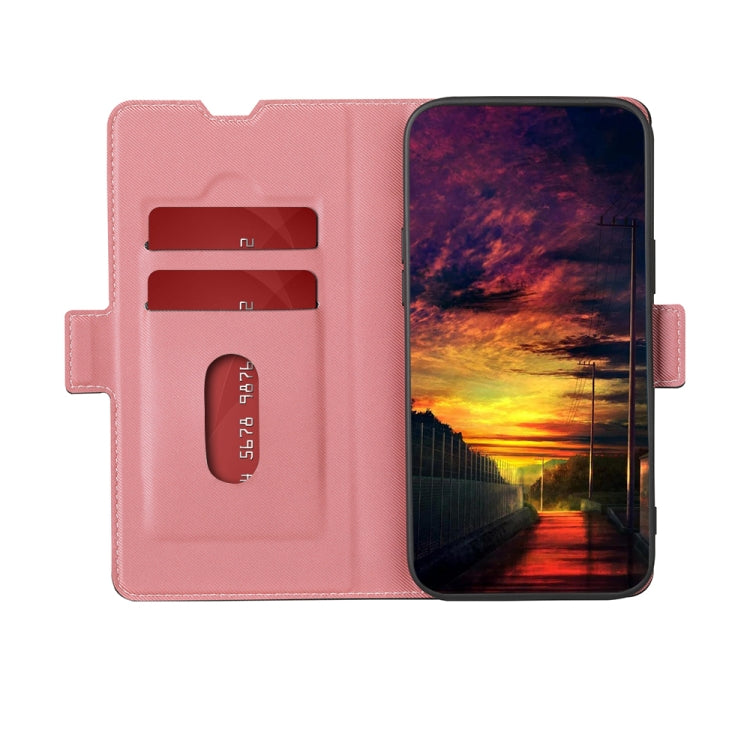 Funda de Cuero para OnePlus Ace Racing con Textura Sarga y Botón Lateral (Rosa)
