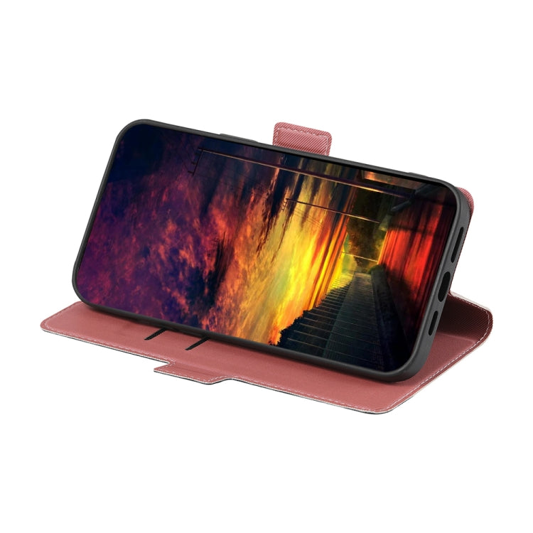 Funda de Cuero para OnePlus Ace Racing con Textura Sarga y Botón Lateral (Rosa)