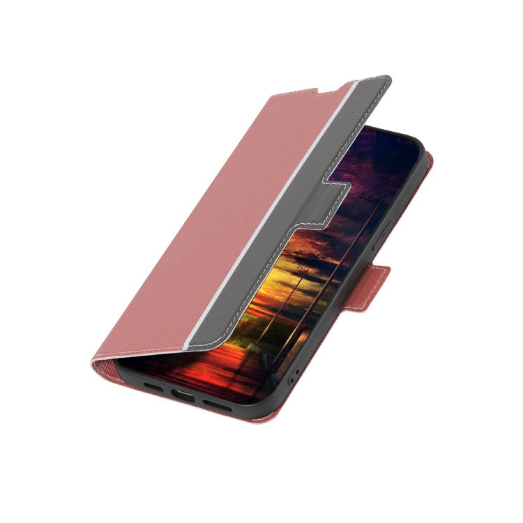 Funda de Cuero para OnePlus Ace Racing con Textura Sarga y Botón Lateral (Rosa)