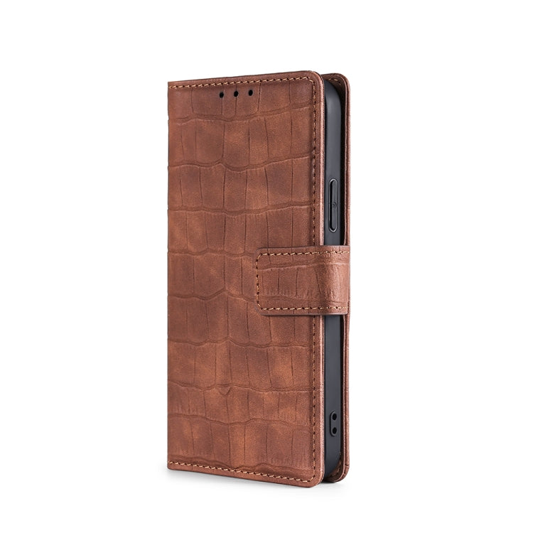 Funda de Cuero para OnePlus Ace Racing con Cierre Magnético y Skin Feel Cocodrilo (Marrón)