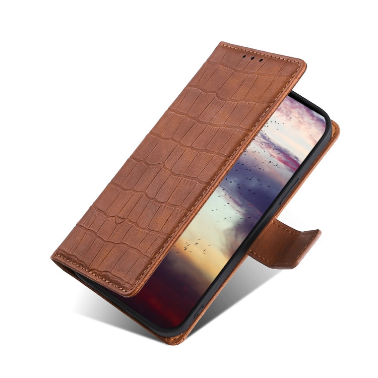 Funda de Cuero para OnePlus Ace Racing con Cierre Magnético y Skin Feel Cocodrilo (Marrón)