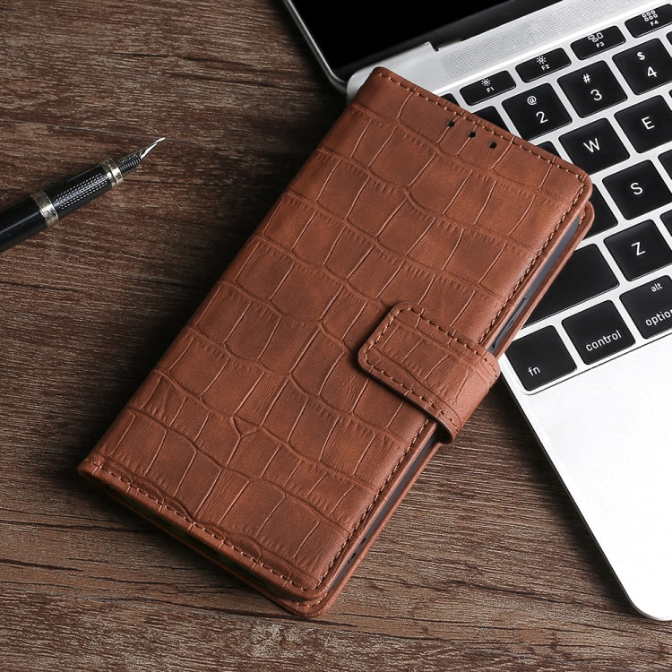 Funda de Cuero para OnePlus Ace Racing con Cierre Magnético y Skin Feel Cocodrilo (Marrón)