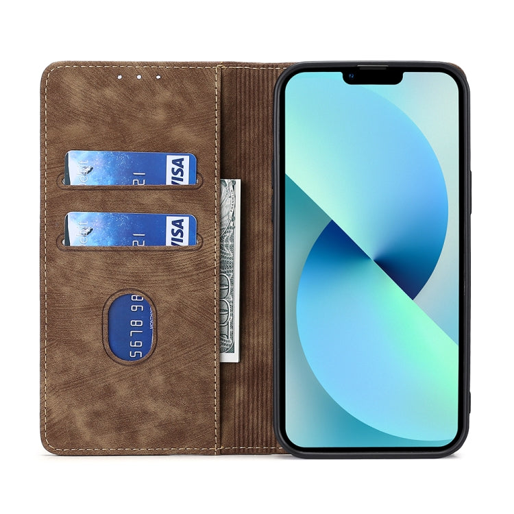 Estuche de Cuero Magnético para Nokia C200 con Cepillo Antirrobo (Marrón)