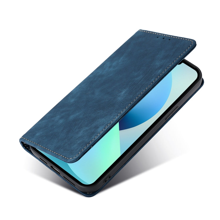 Funda de Cuero Magnética para Huawei Nova 9 Se 4G con Rfid y Cepillo Antirrobo (Azul)