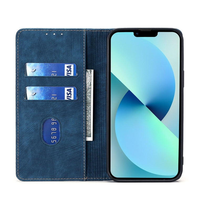 Funda de Cuero Magnética para Huawei Nova 9 Se 4G con Rfid y Cepillo Antirrobo (Azul)