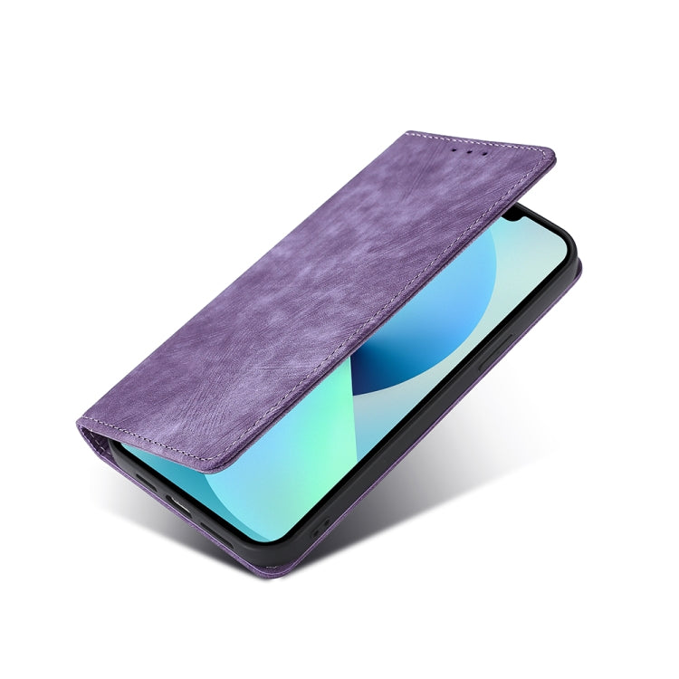 Funda de Cuero Magnética para Huawei Nova 9 Se 4G con Rfid y Cepillo Antirrobo (Púrpura)