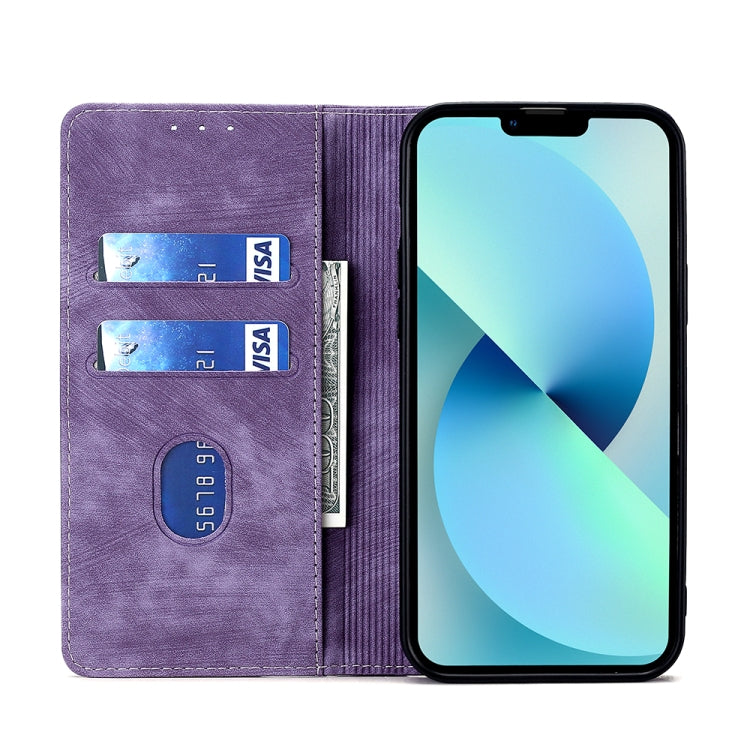 Funda de Cuero Magnética para Huawei Nova 9 Se 4G con Rfid y Cepillo Antirrobo (Púrpura)