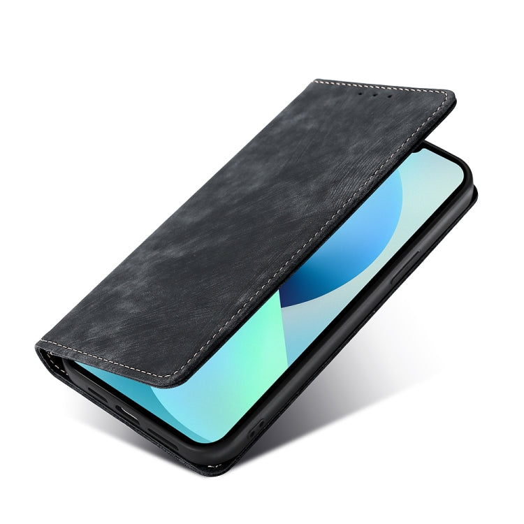 Funda de Cuero Magnética para Huawei Y8S con RFID y Cepillo Antirrobo (Negro)