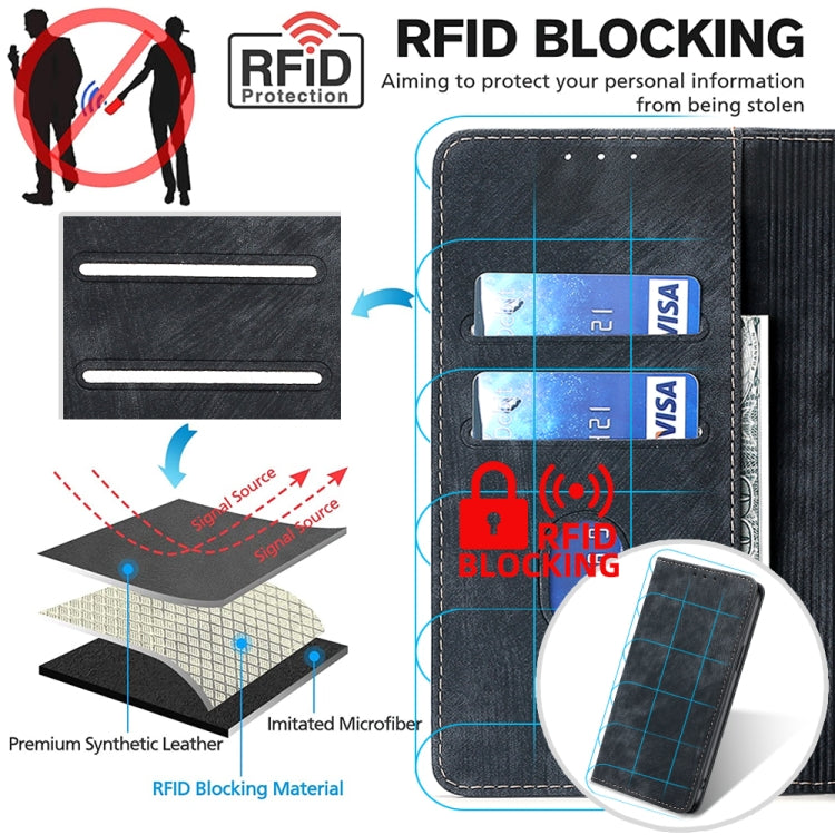 Funda de Cuero Magnética para Huawei Y8S con RFID y Cepillo Antirrobo (Negro)