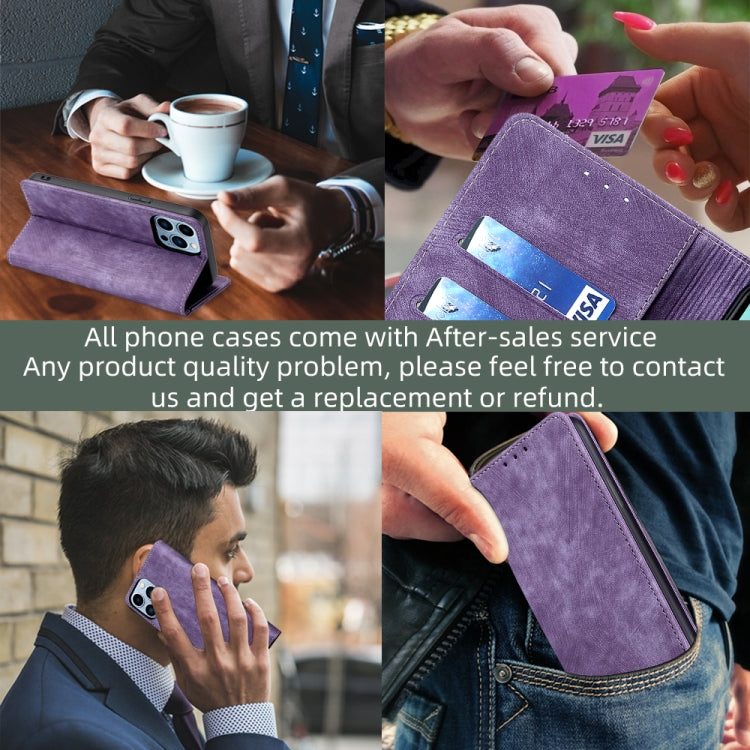 Funda magnética de cuero para Huawei Y9A con protección RFID antirrobo (Púrpura)