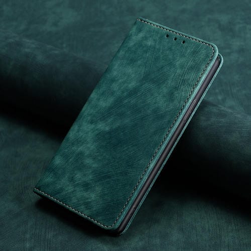 Funda de Cuero Magnética para Huawei Y9A con Rfid y Cepillo Antirrobo (Verde)
