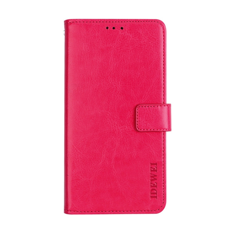 Para Sony Xperia 1 II idewei Crazy Horse Texture Funda de cuero con tapa horizontal con soporte, ranuras para tarjetas y billetera (rosa roja)