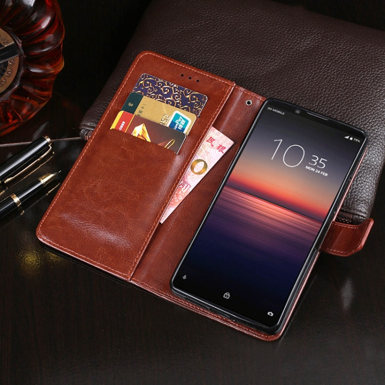 Para Sony Xperia 1 II idewei Crazy Horse Texture Funda de cuero con tapa horizontal con soporte, ranuras para tarjetas y billetera (rosa roja)