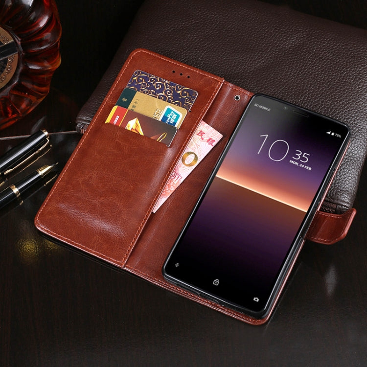 Para Sony Xperia 10 II idewei Crazy Horse Texture Funda de cuero con tapa horizontal con soporte, ranuras para tarjetas y billetera (rojo)