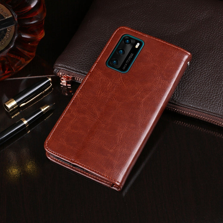 Para Huawei P40 idewei Crazy Horse Texture Funda de cuero con tapa horizontal con soporte, ranuras para tarjetas y billetera (marrón)