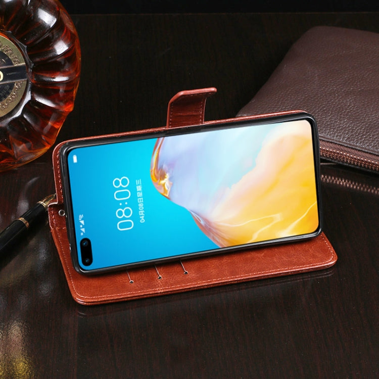 Para Huawei P40 idewei Crazy Horse Texture Funda de cuero con tapa horizontal con soporte, ranuras para tarjetas y billetera (negro)
