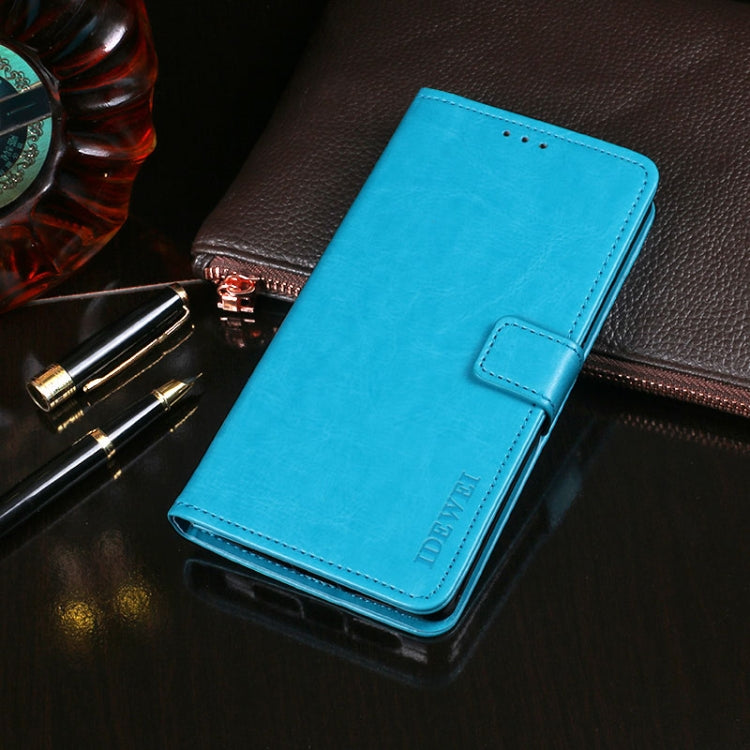 Para Huawei P40 idewei Crazy Horse Texture Funda de cuero con tapa horizontal con soporte, ranuras para tarjetas y billetera (azul cielo)
