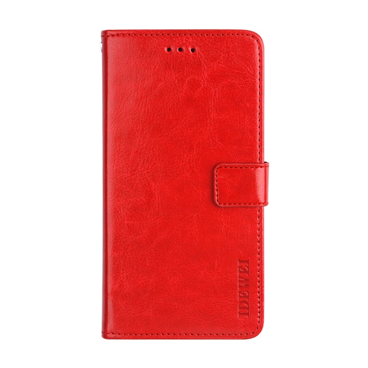 Para Huawei P40 idewei Crazy Horse Texture Funda de cuero con tapa horizontal con soporte, ranuras para tarjetas y billetera (rojo)