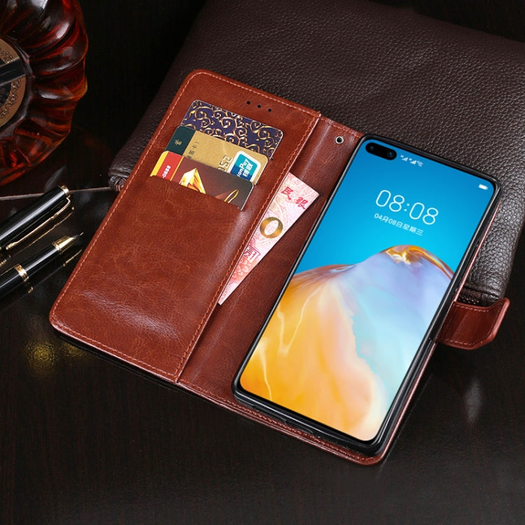 Para Huawei P40 idewei Crazy Horse Texture Funda de cuero con tapa horizontal con soporte, ranuras para tarjetas y billetera (rojo)