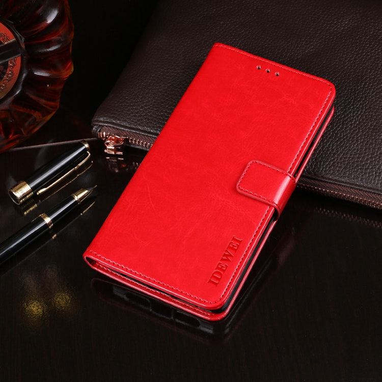 Para Huawei P40 Pro idewei Crazy Horse Texture Funda de cuero con tapa horizontal con soporte, ranuras para tarjetas y billetera (rojo)