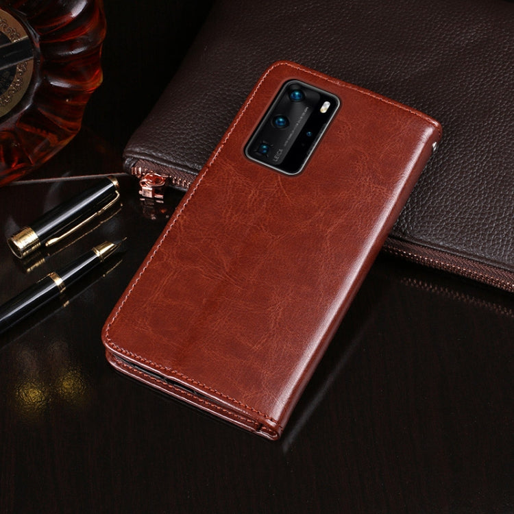 Para Huawei P40 Pro idewei Crazy Horse Texture Funda de cuero con tapa horizontal con soporte, ranuras para tarjetas y billetera (rojo)