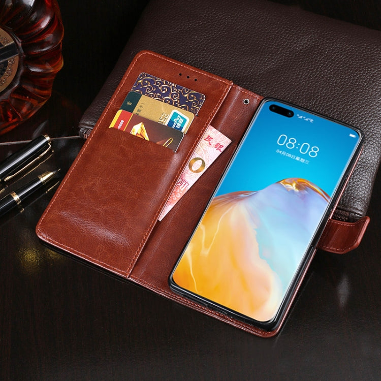 Para Huawei P40 Pro idewei Crazy Horse Texture Funda de cuero con tapa horizontal con soporte, ranuras para tarjetas y billetera (rojo)