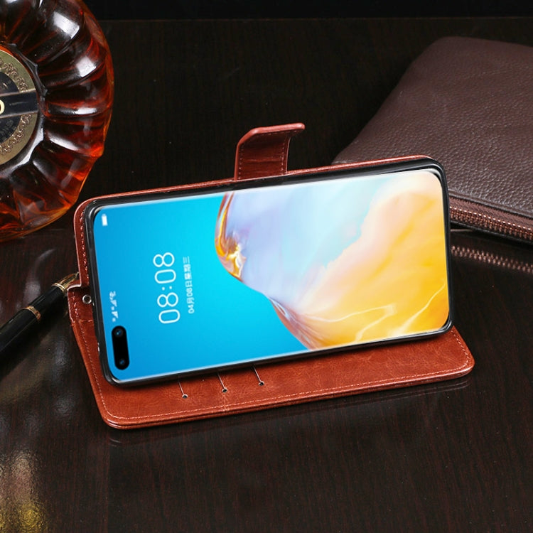 Para Huawei P40 Pro idewei Crazy Horse Texture Funda de cuero con tapa horizontal con soporte, ranuras para tarjetas y billetera (rojo)
