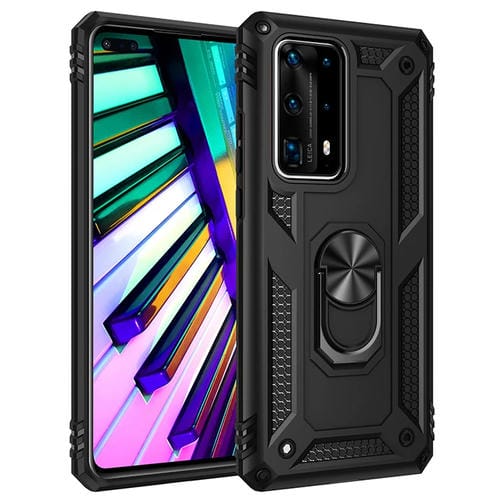 Para Huawei P40 Pro Funda protectora TPU + PC a prueba de golpes con soporte giratorio de 360 grados (Negro)