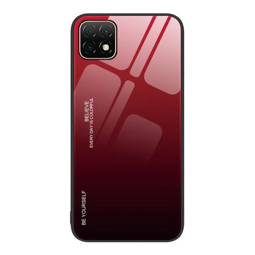 Para Huawei Enjoy 20 5G Gradient Color Glass Case (Rojo Negro)