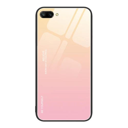 Para Honor 10 Gradient Color Glass Phone Case (Amarillo Rosa)
