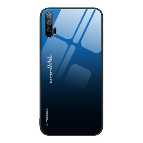 Para Honor 20 Pro Gradient Color Glass Phone Case (Azul Negro)