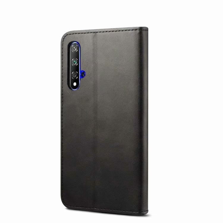 Para Huawei Honor 20 GUSSIM Business Style Funda de cuero con tapa horizontal con soporte, ranuras para tarjetas y billetera (negro)