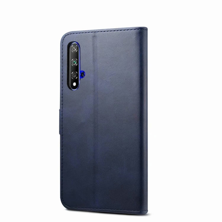 Para Huawei Honor 20 GUSSIM Business Style Funda de cuero con tapa horizontal con soporte, ranuras para tarjetas y billetera (azul)