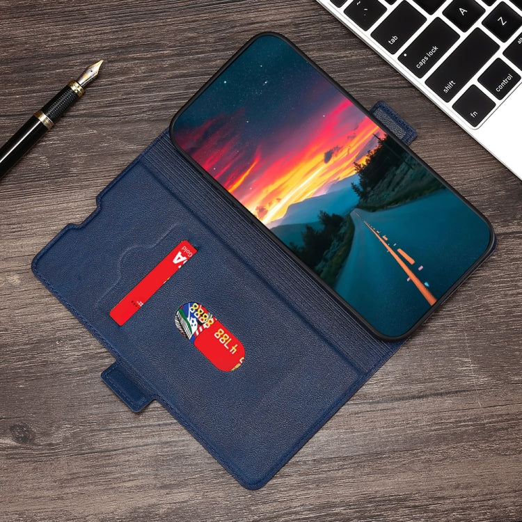 Estuche de Cuero para Motorola Moto G32 4G con Hebilla Lateral Ultrafino (Azul)