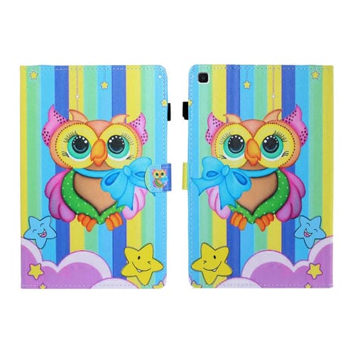 Estuche de Cuero para Hilo de Coser Plano Izquierdo y Derecho con Cubierta Bolígrafo Ranura Tarjeta Hebilla Tira Antideslizante Soporte (Búho Arcoíris)