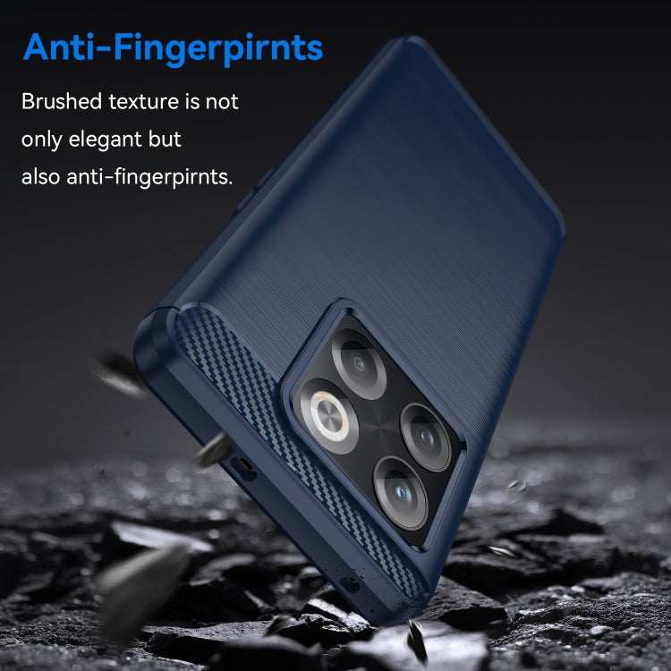 Funda de Teléfono TPU OnePlus 10T Fibra de Carbono con Textura Cepillada (Azul)