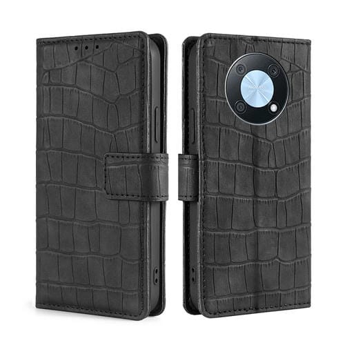Para Huawei nova Y90 4G Skin Feel Cocodrilo Cierre magnético Funda de cuero para teléfono (Negro)