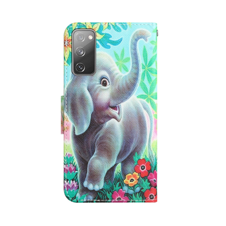 Para Samsung Galaxy S20 FE Estuche para teléfono de cuero con dibujo coloreado (elefante)