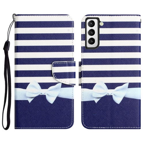 Para Samsung Galaxy S21 FE 5G Estuche para teléfono de cuero con dibujo coloreado (nudo de lazo)
