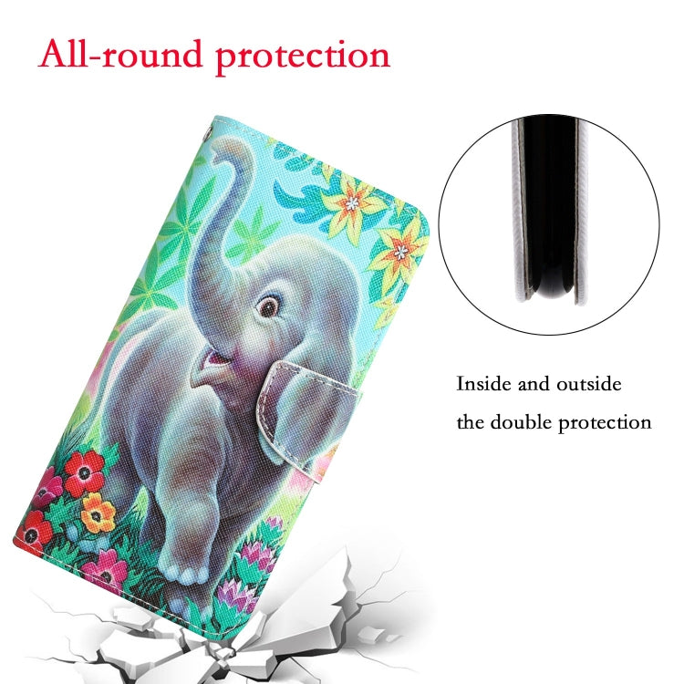 Para Samsung Galaxy A03 Core Dibujo coloreado Funda de cuero para teléfono (Elefante)