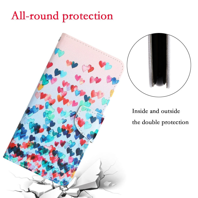 Para Samsung Galaxy A03s Funda de teléfono de cuero con dibujo coloreado (Corazón)