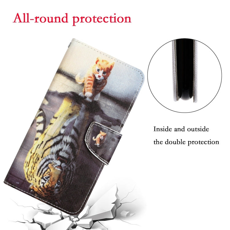 Para Samsung Galaxy A21s Funda de teléfono de cuero con dibujo coloreado (Tigre)