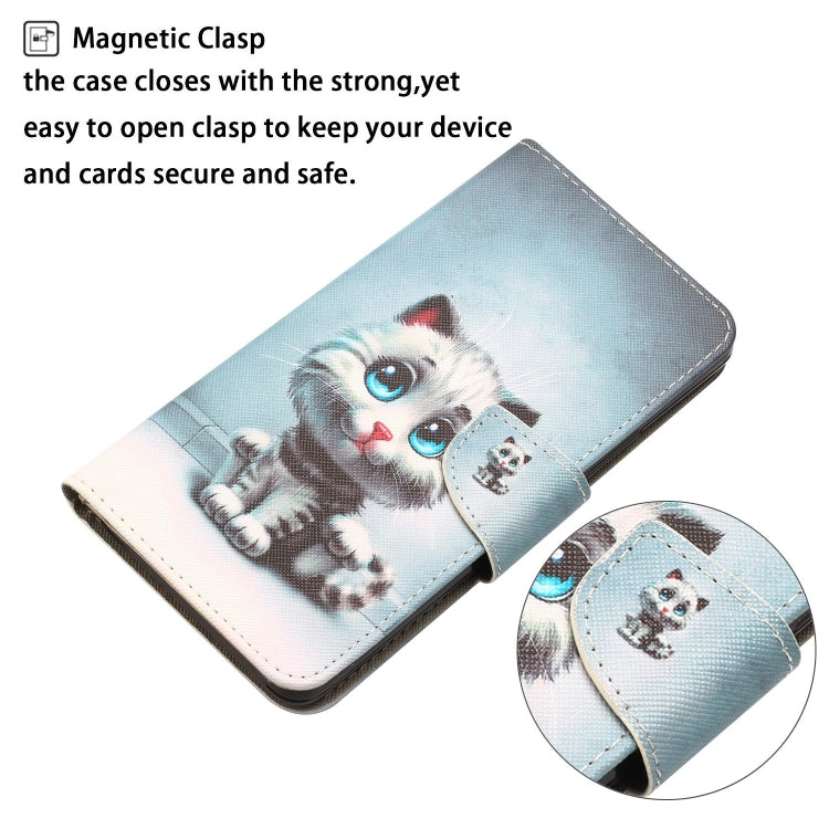 Para Samsung Galaxy A22 5G Estuche de teléfono de cuero con dibujo coloreado (ojos azules)
