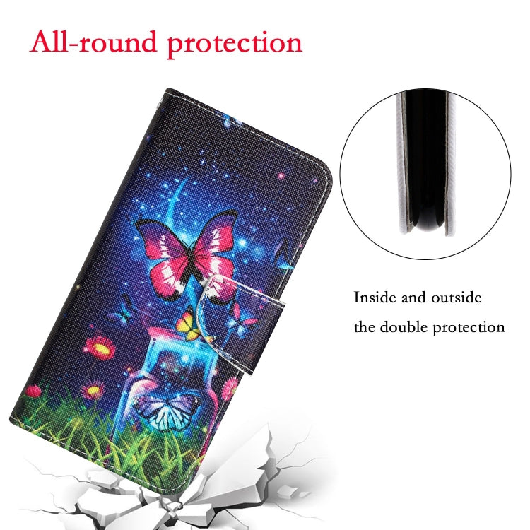 Para Samsung Galaxy A40 Estuche para teléfono de cuero con dibujo coloreado (mariposa de botella)