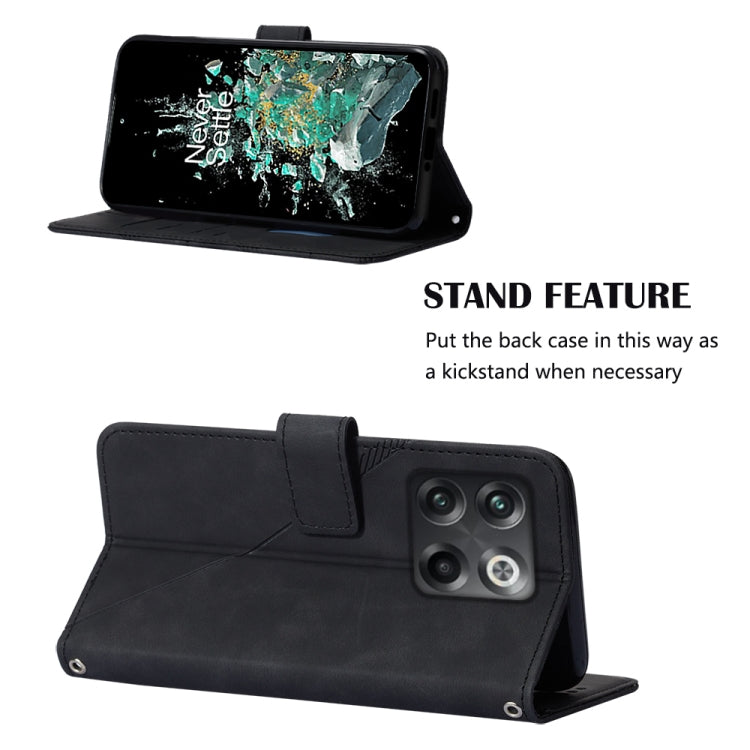 Funda de Cuero con Tapa En Relieve para OnePlus 10T 5G Global Crossbody (Negro)