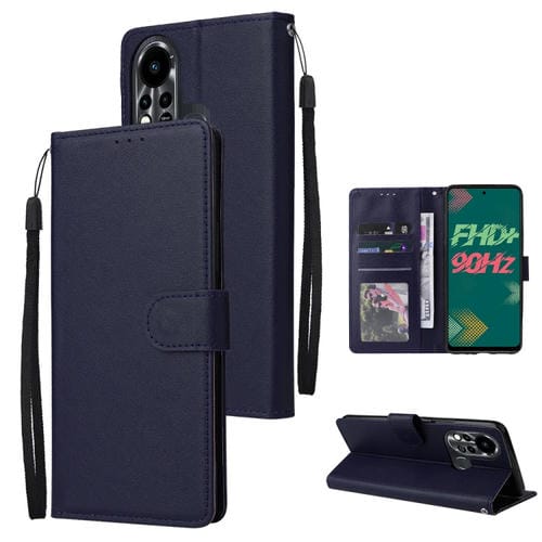 Estuche de Cuero para Infinix Note 11S con Tapa Horizontal y 3 Ranuras para Tarjetas (Azul Marino)