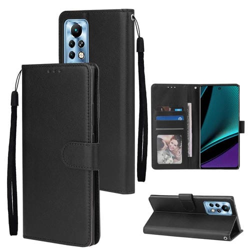Estuche de Cuero para Infinix Note 11 Pro con Tapa Horizontal y Tres Ranuras para Tarjetas (Negro)