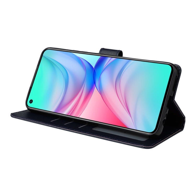 Estuche de Cuero para Infinix Hot 10 con Tapa Horizontal y 3 Ranuras para Tarjetas (Azul Marino)
