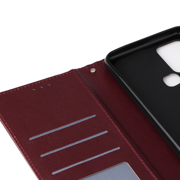 Estuche de Cuero para Infinix Hot 10 con Tapa Horizontal y 3 Ranuras para Tarjetas (Rojo Vino)